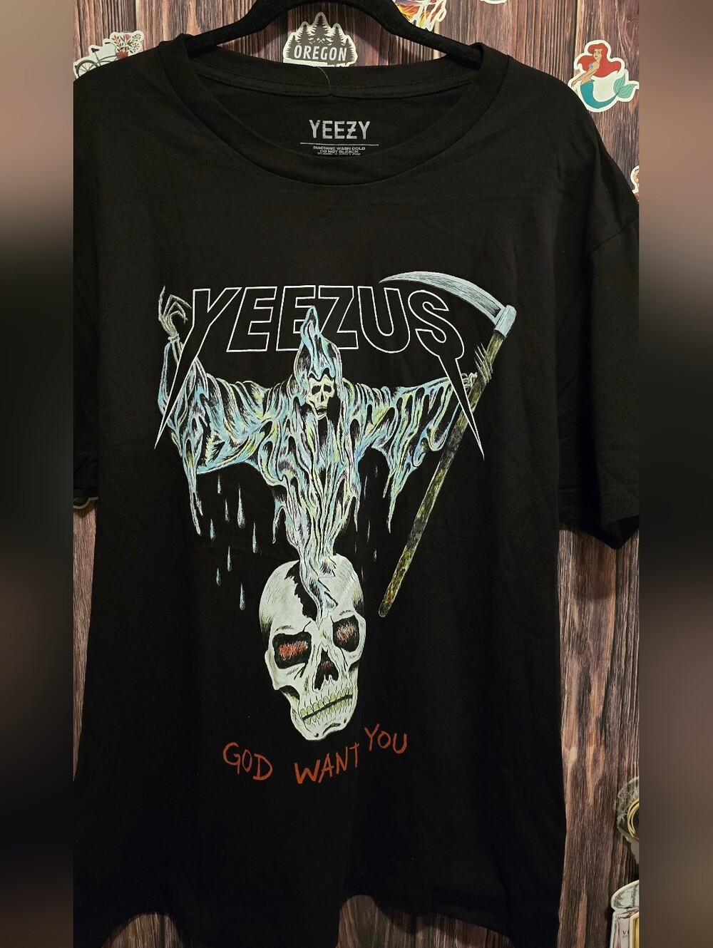Yeezy Black Graphic Tee with Ghost & Skull Design